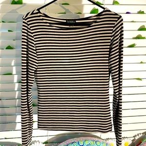 Donna black and tan striped top